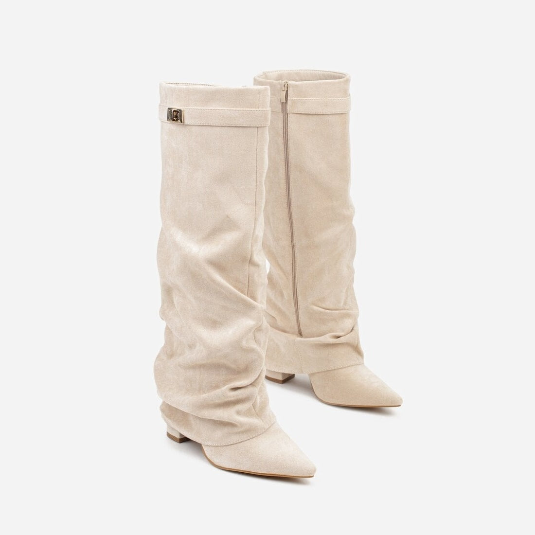Slouch Laarzen Dames met Omslag | Puntige Neus | Kniehoog | 5 Kleuren