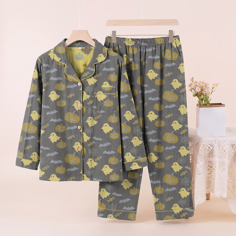 Spoken Pompoen Pyjamaset Heren | Knoopsluiting | Lange Broek | 8 Kleuren