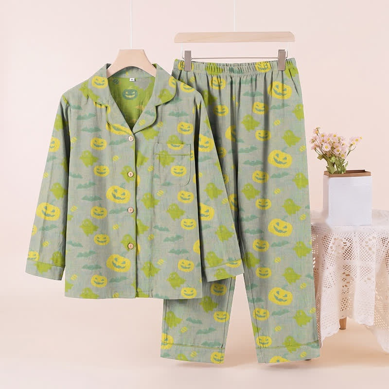 Spoken Pompoen Pyjamaset Heren | Knoopsluiting | Lange Broek | 8 Kleuren