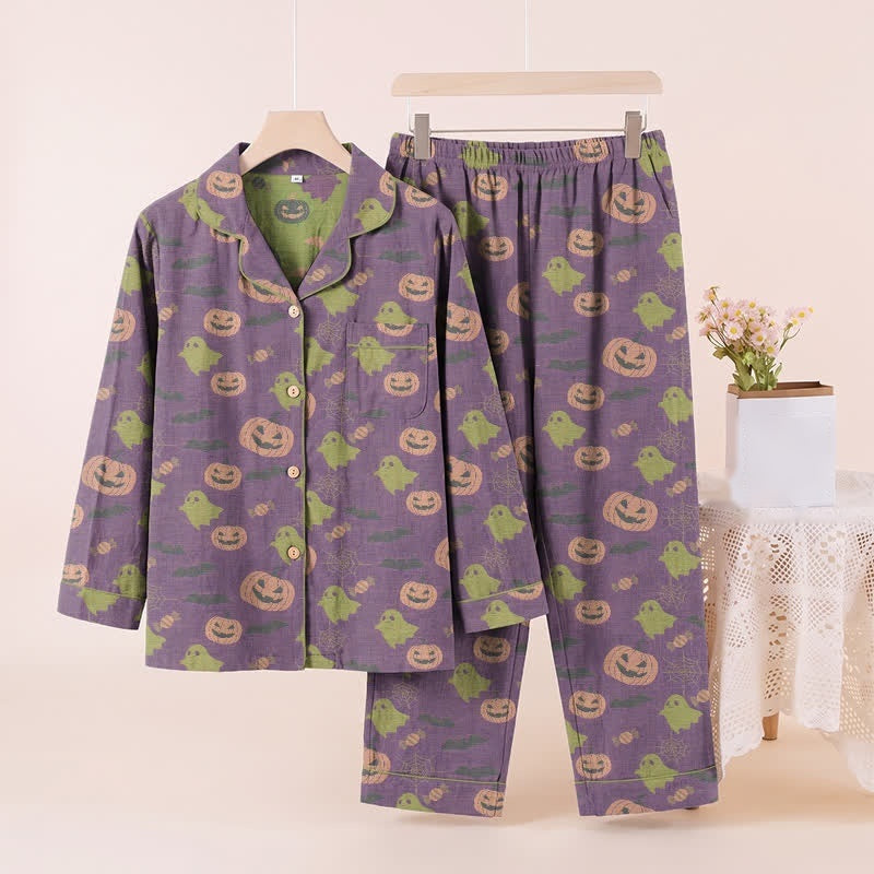 Spoken Pompoen Pyjamaset Heren | Knoopsluiting | Lange Broek | 8 Kleuren