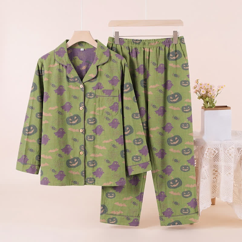 Spoken Pompoen Pyjamaset Heren | Knoopsluiting | Lange Broek | 8 Kleuren