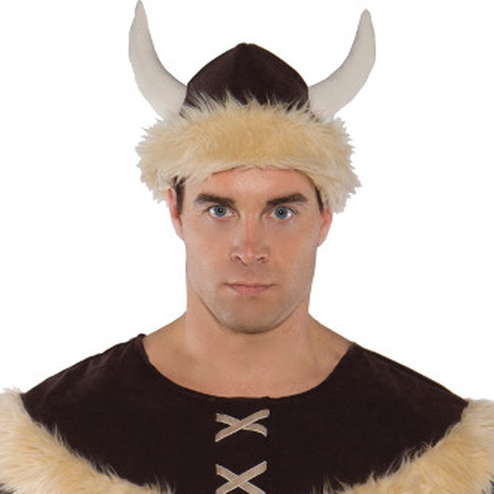 Viking Tuniek Kostuum | Hoed met Hoorns | Bont Arm en Beenstukken