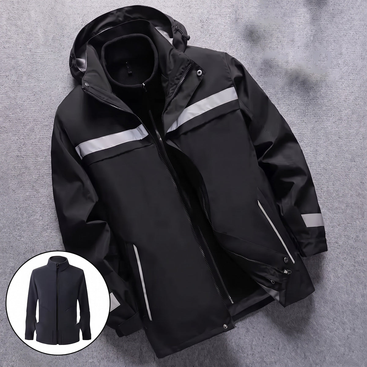 3-in-1 Jas Heren | Reflecterend | Uitneembare Fleecevoering | Capuchon