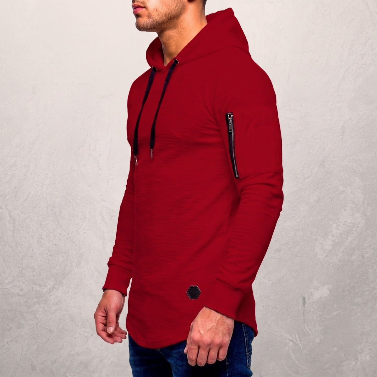 Slanke Hoodie Heren met Mouwzak | Ronde Zoom | 5 Kleuren
