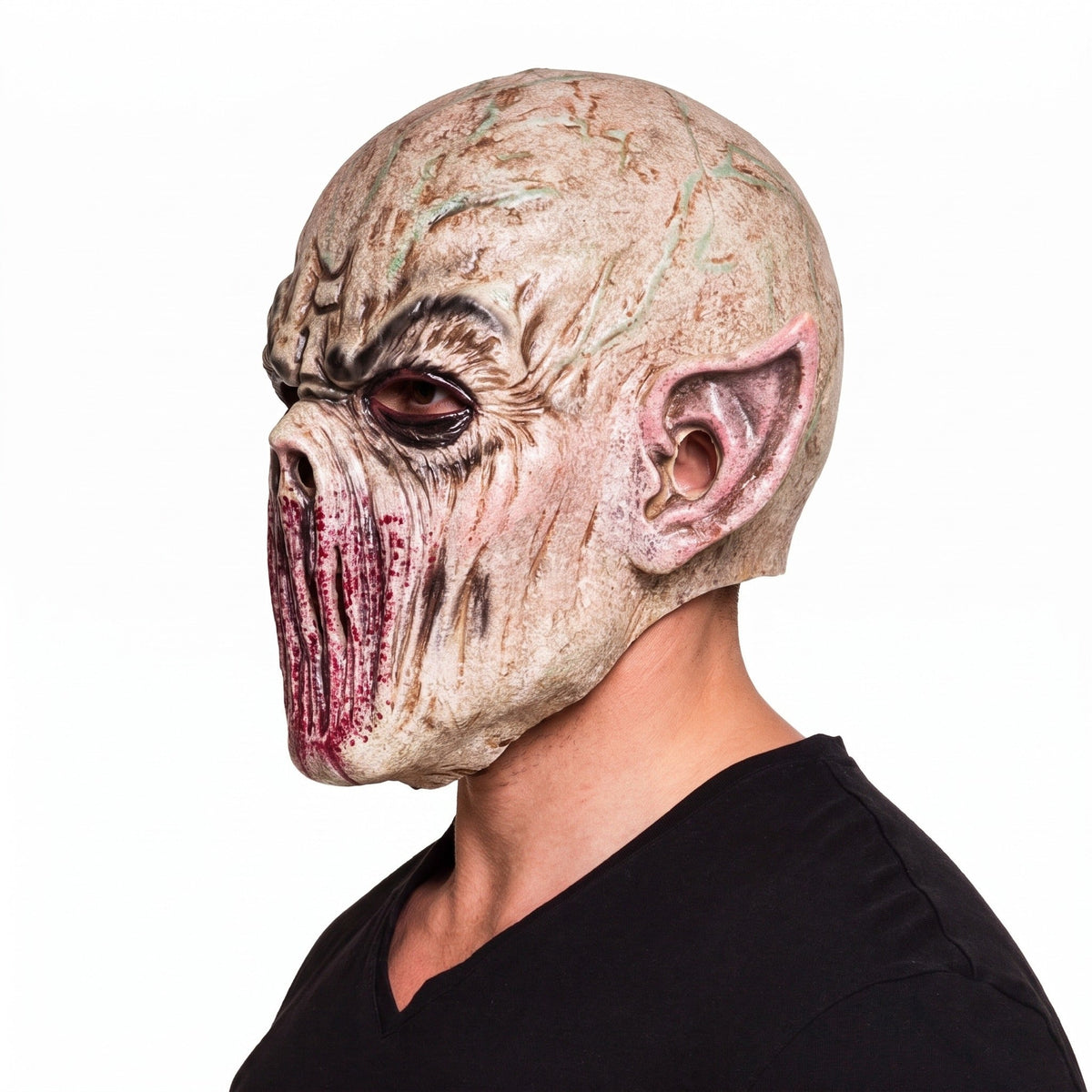 Alien Monster Masker | Latex | Volledig Hoofd | Puntoren | Beige