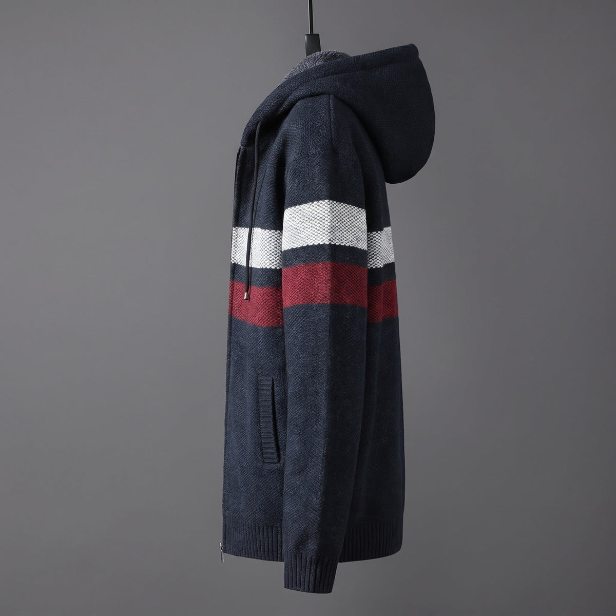Gestreept Gebreid Capuchonvest Heren | Teddyvoering | 5 Kleuren