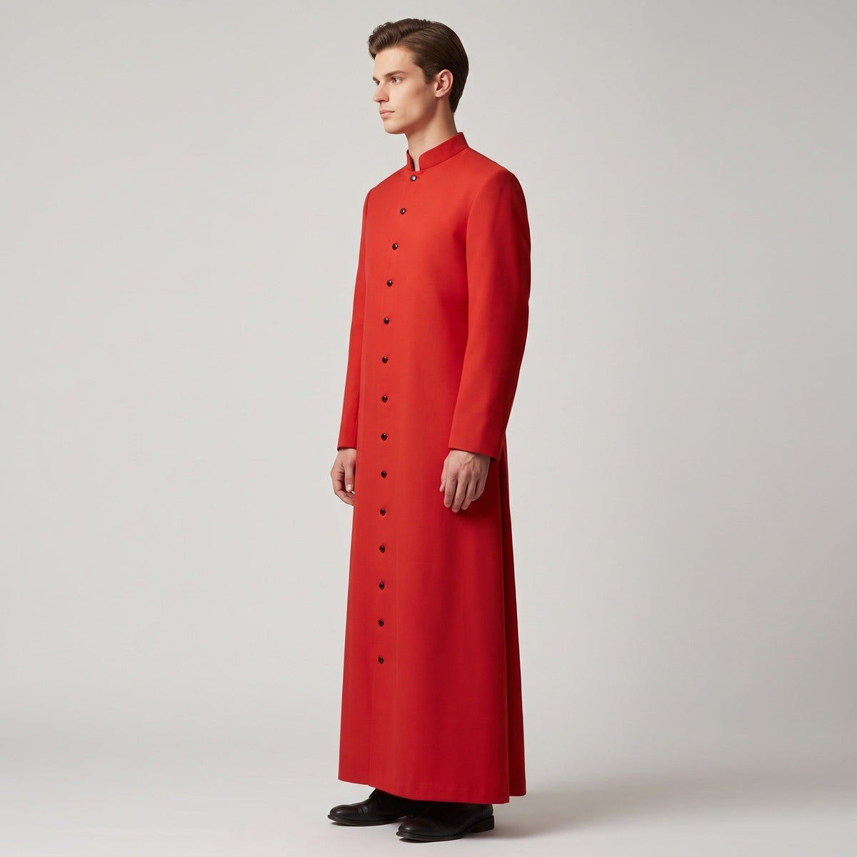 Priester Kostuum Heren | Soutane | Opstaande Kraag | Knoopsluiting