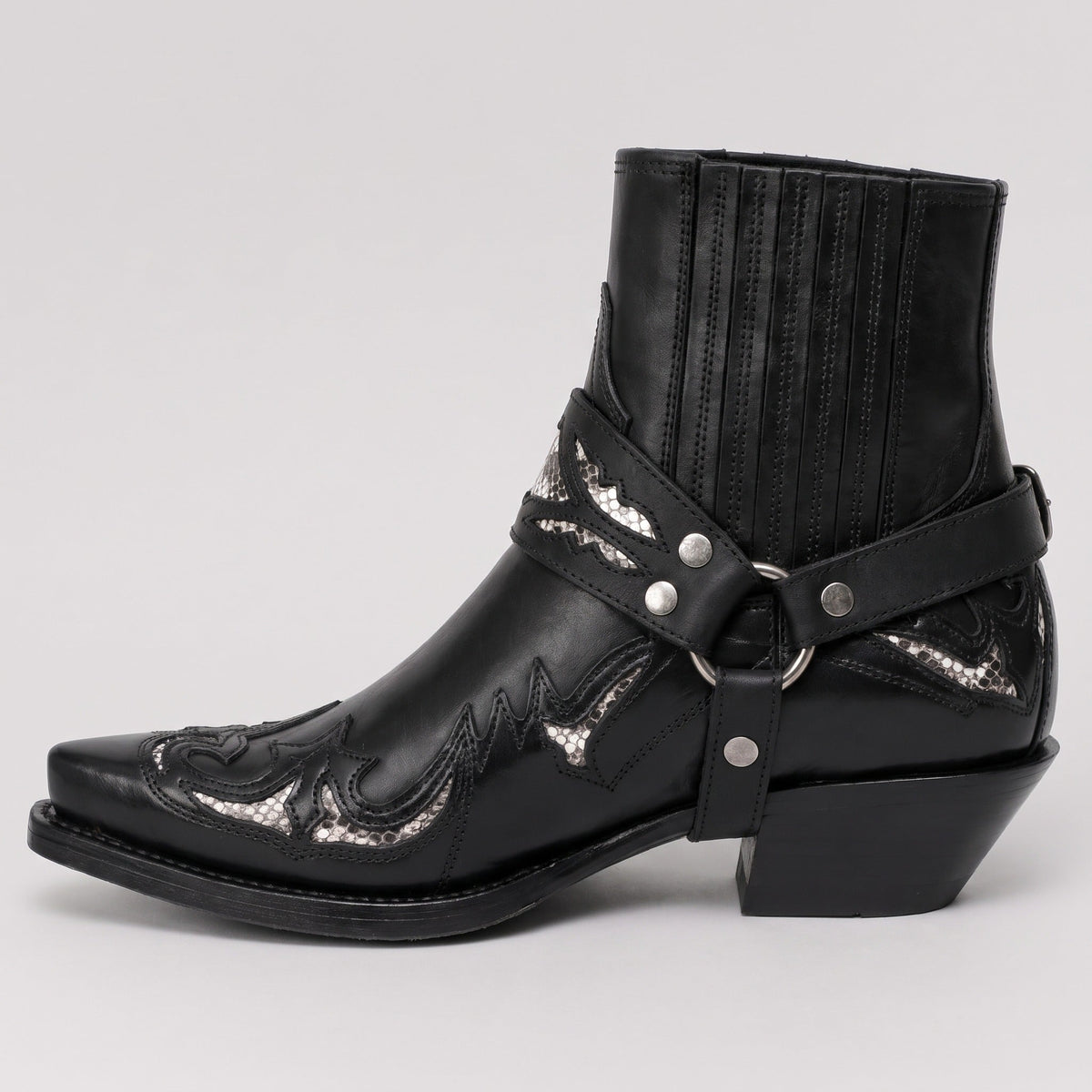 Cowboylaarzen Heren met Harnas | Enkelhoog | Westernapplicaties | 4 Kleuren