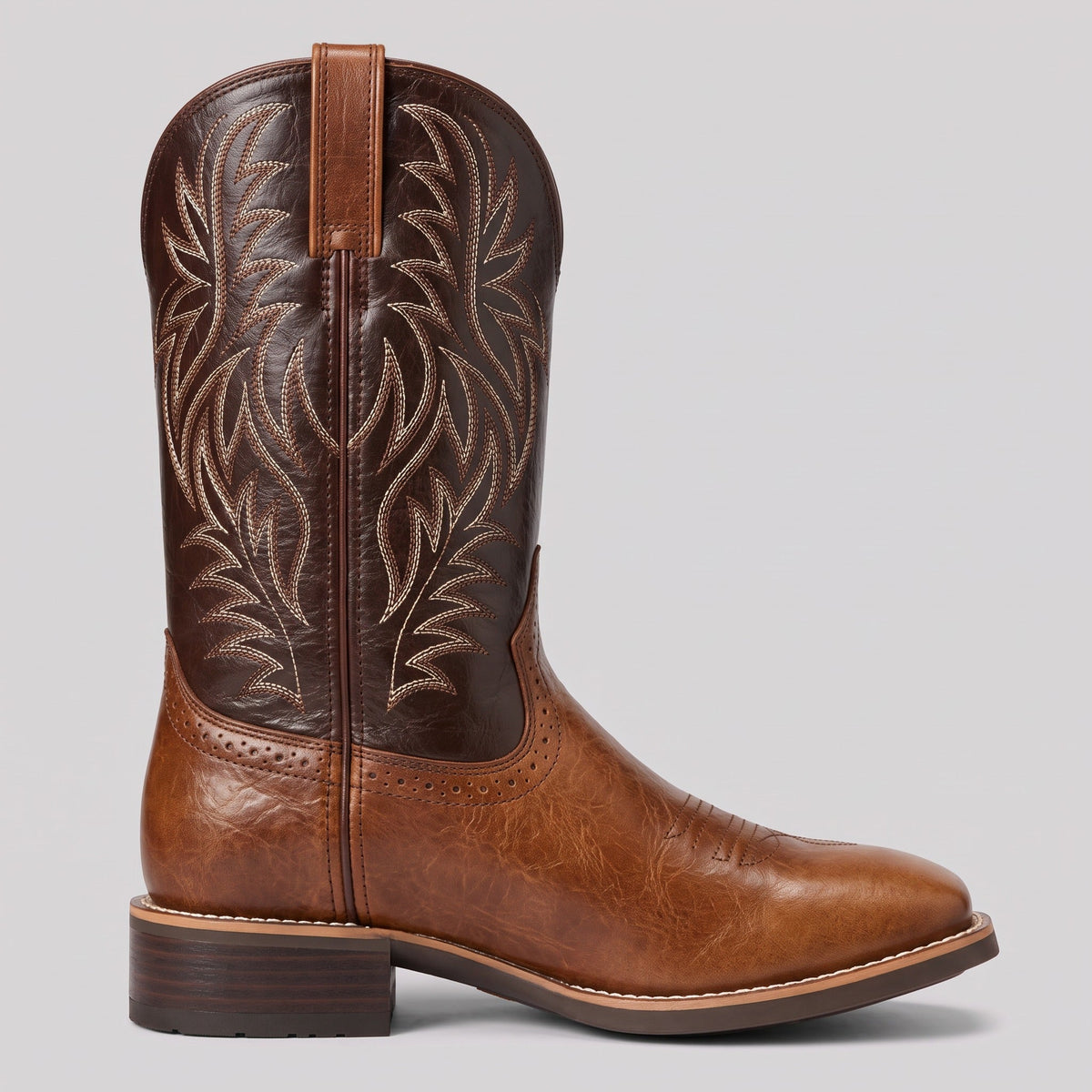 Cowboylaarzen Heren met Hoge Schacht | Vierkante Neus | Siersteken | 2 Kleuren