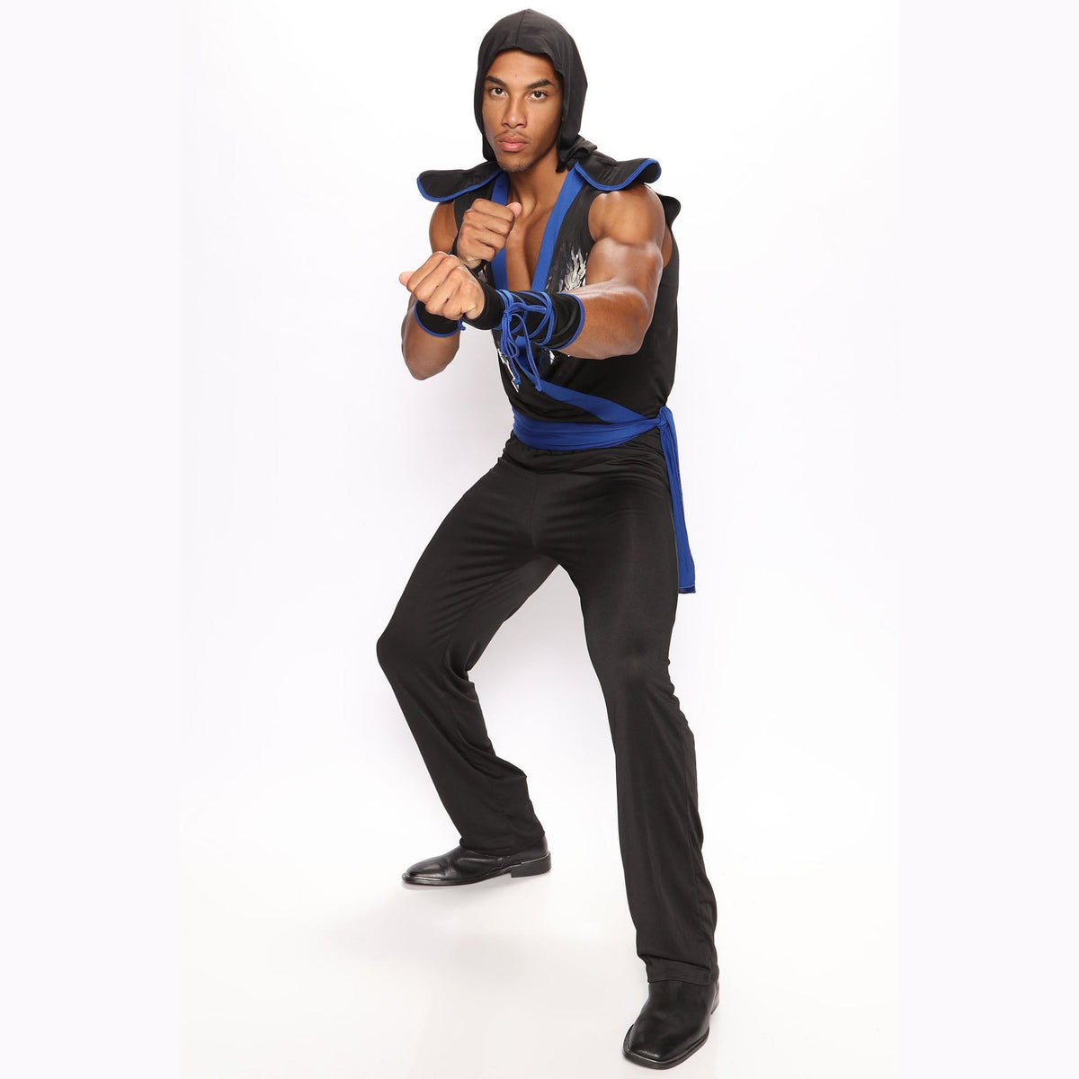 Ninja Tuniek met Capuchon Heren | Zwart Blauw | Armstukken | Sjerp