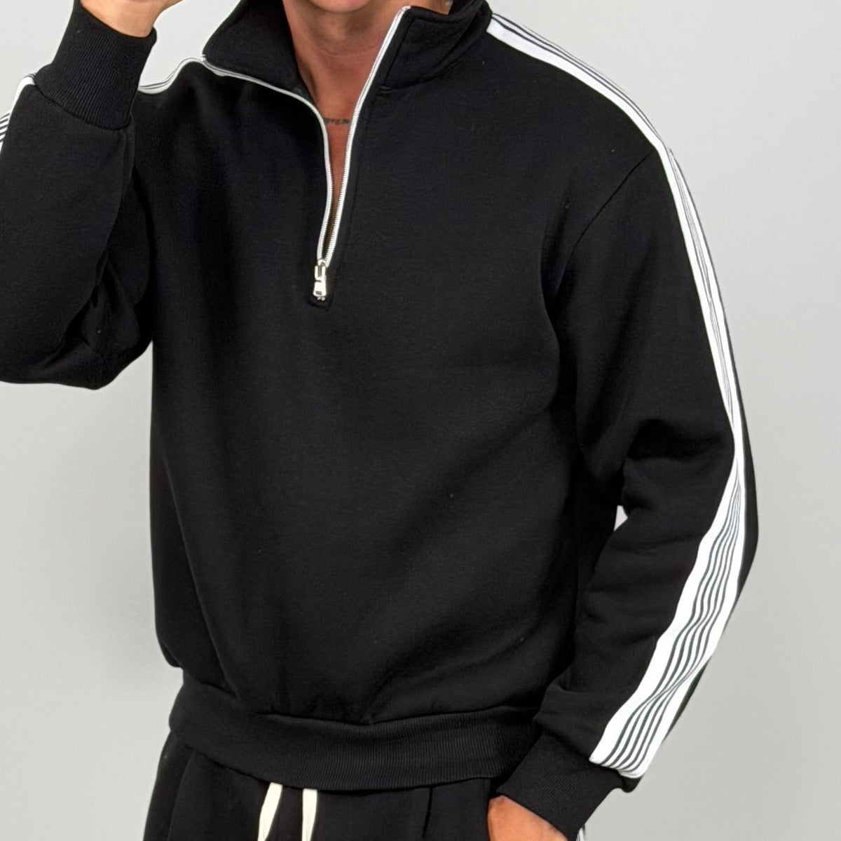 Trainingspak Heren met Strepen | Halfzip Sweater | Wijde Broek | 5 Kleuren
