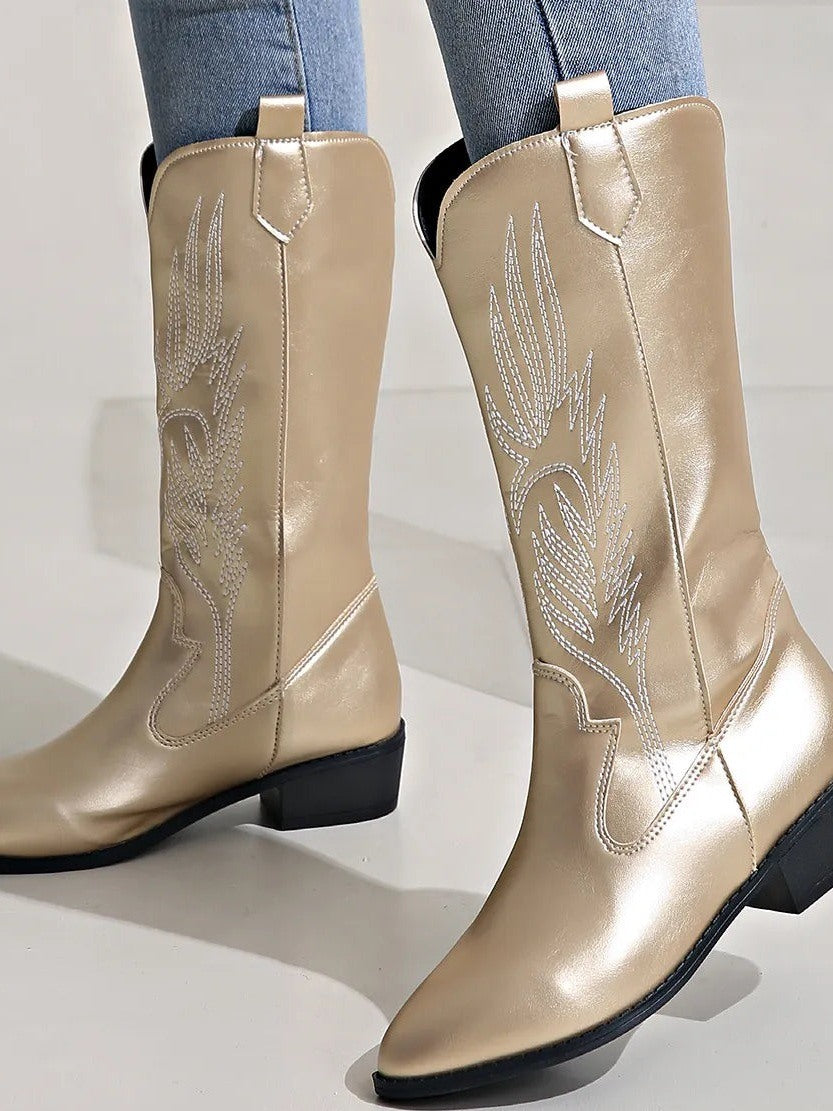 Cowgirllaarzen Vrouwen | Metallic | Western Cowboylaarzen | Lage Hak