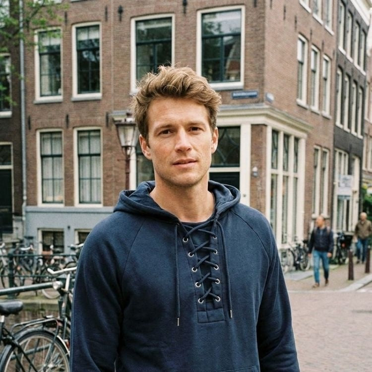 Hoodie Heren met Veterkraag | Kangoeroezak | 5 Kleuren