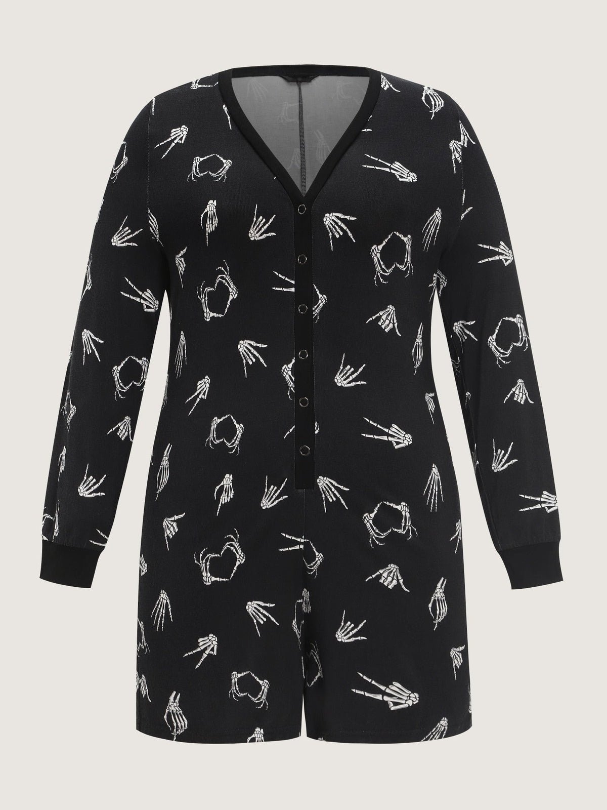 Zwarte skelet playsuit, plat