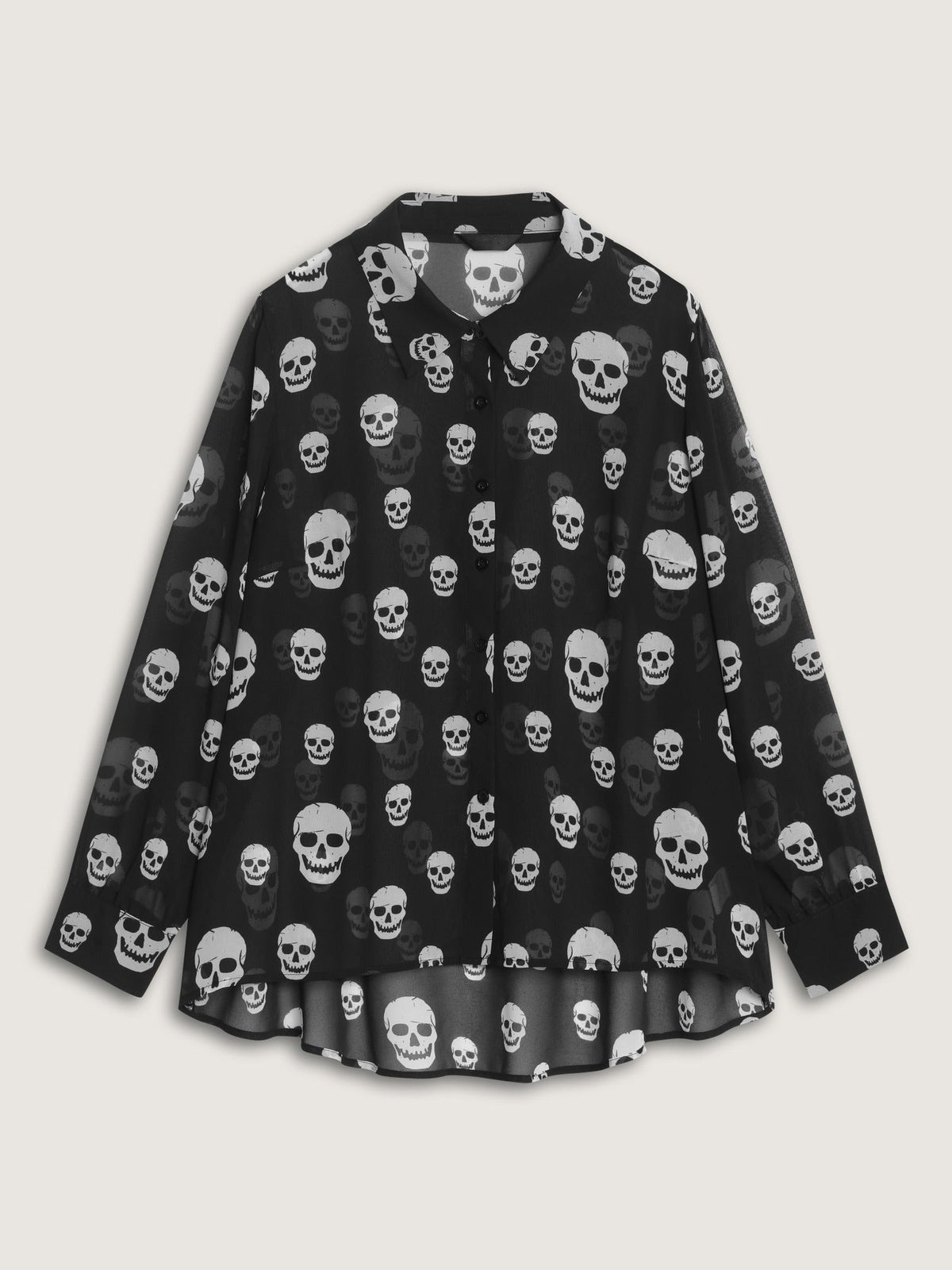Doodshoofd chiffon blouse, plat