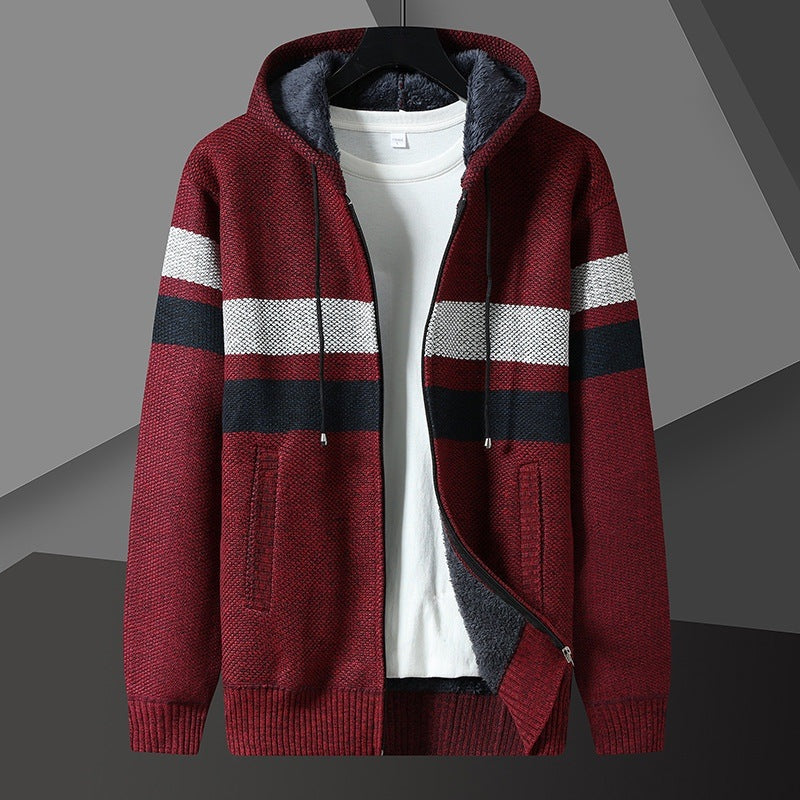 Gestreept Gebreid Capuchonvest Heren | Teddyvoering | 5 Kleuren