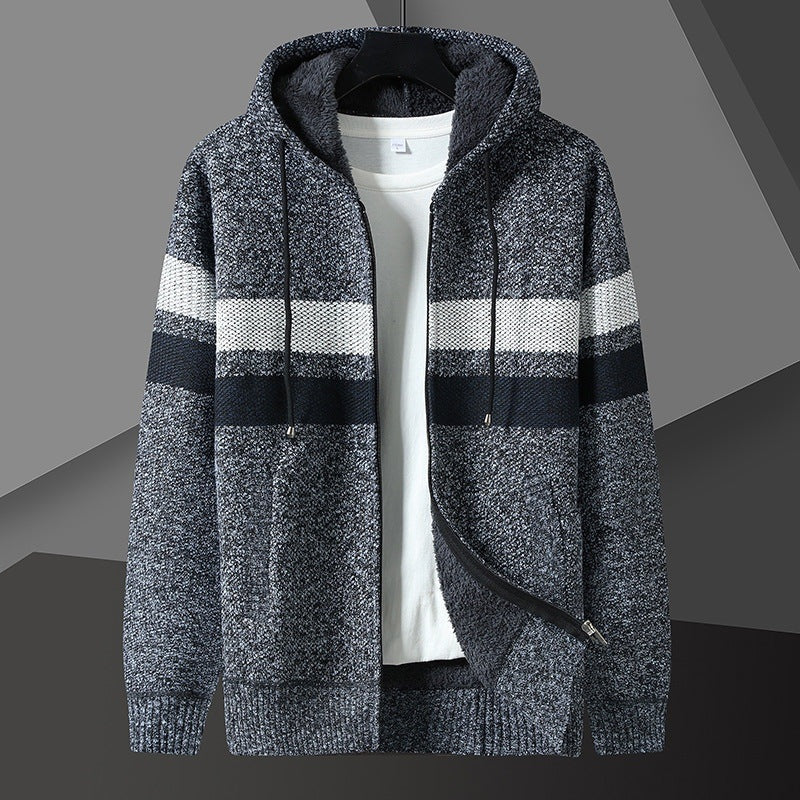 Gestreept Gebreid Capuchonvest Heren | Teddyvoering | 5 Kleuren