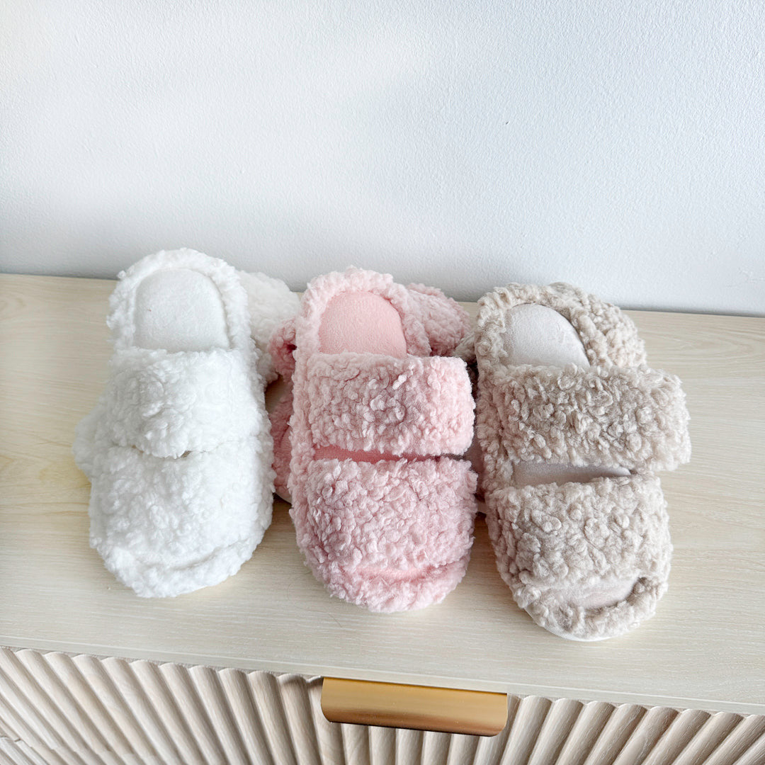 Warme Pantoffels Dames | Open Teen | Pluche Teddy Sloffen-Boutique Moda
