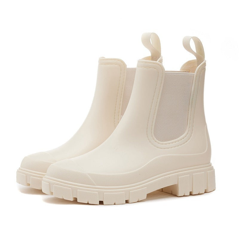 Waterdichte Chelsea boots met neuskap in crème, productfoto