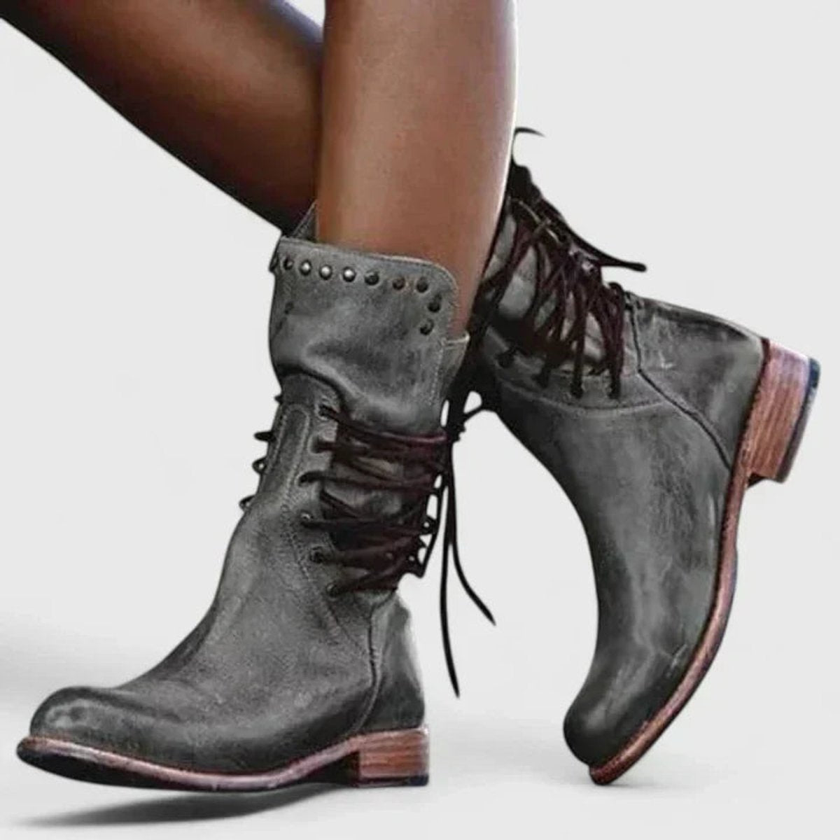 Veterlaarzen Dames | Halfhoog | Studs | Blokhak-Boutique Moda