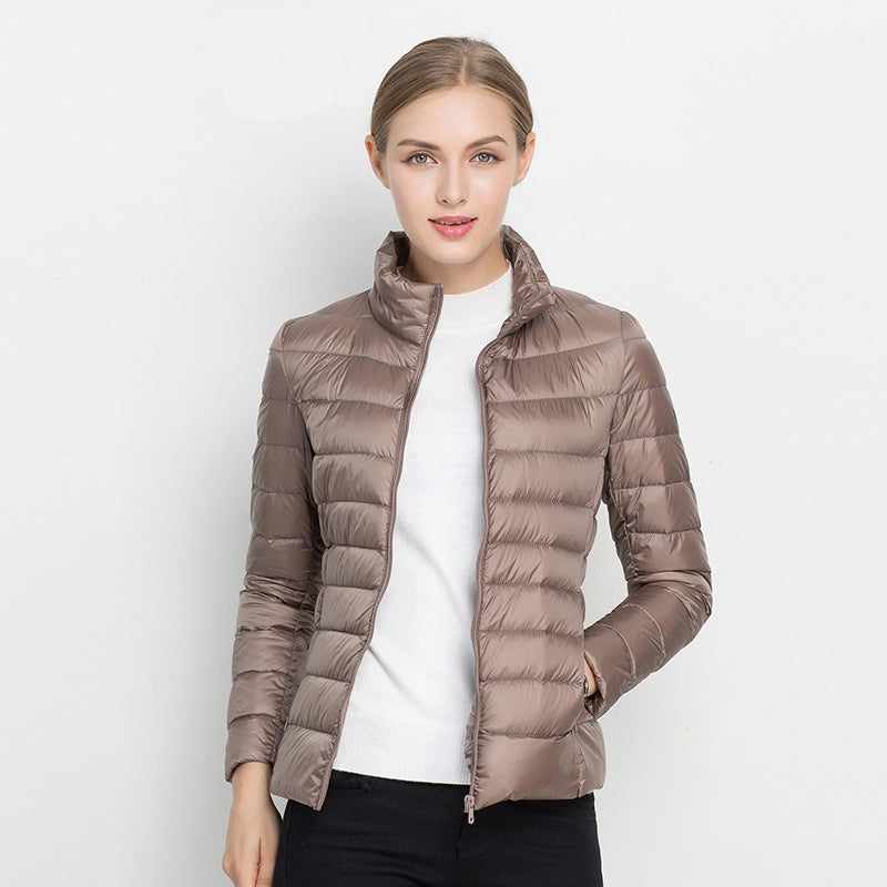 Lichte pufferjas in taupe