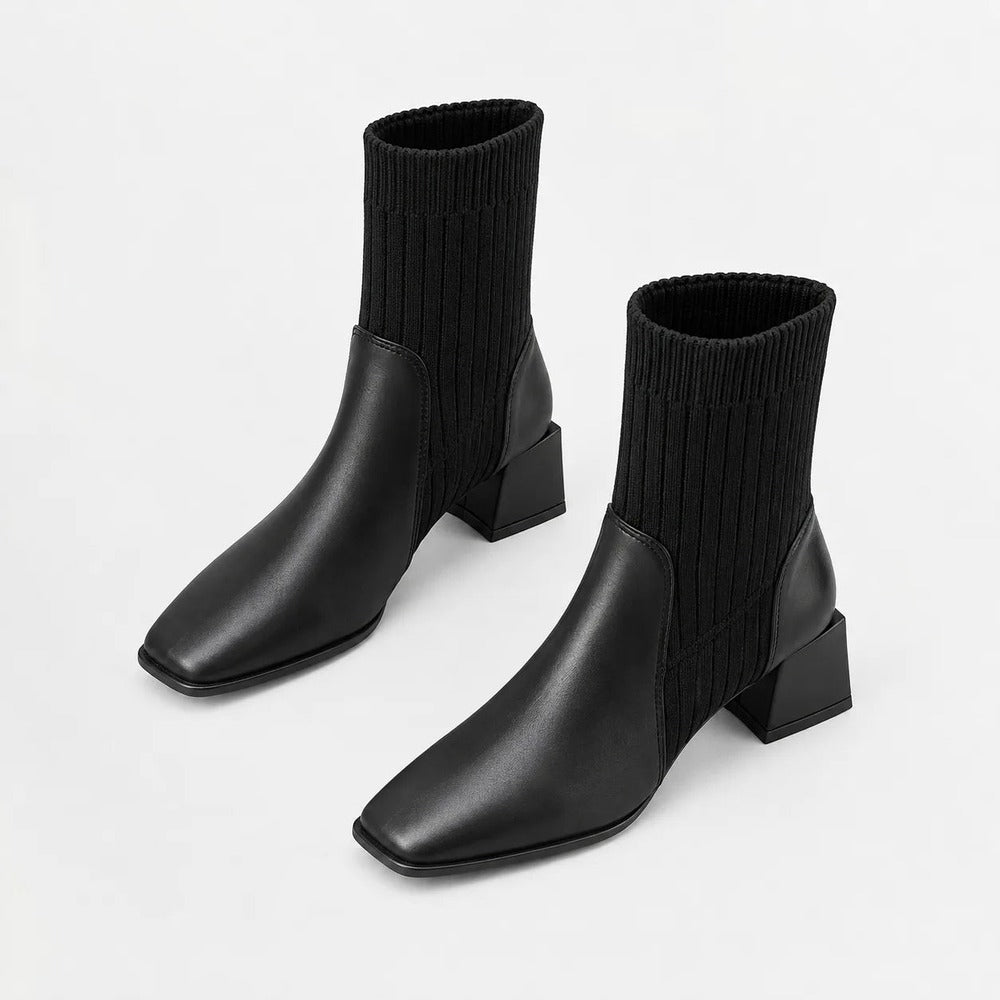 Zwarte Chelsea boots met gebreide schacht, paar