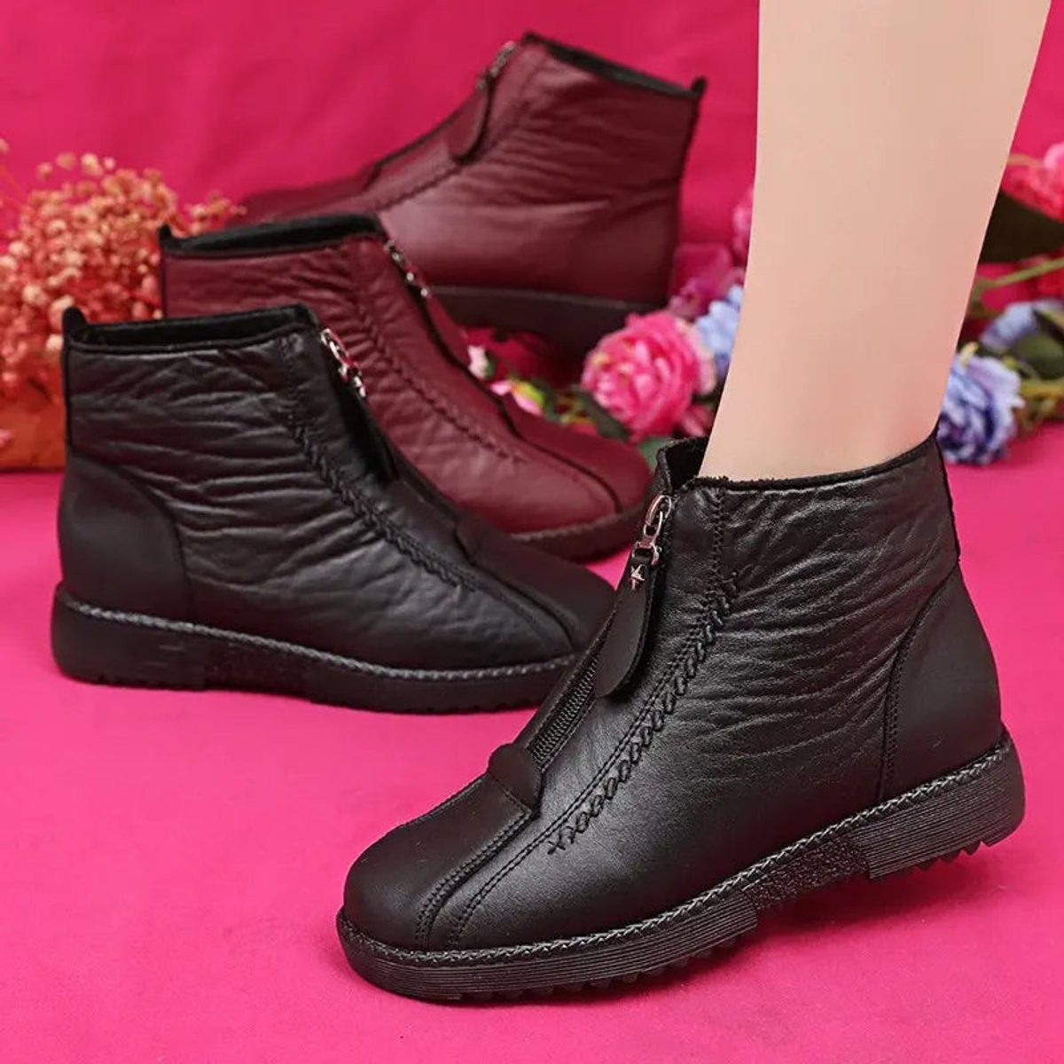 Winterlaarzen Dames | Gevoerd | Rits | Antislipzool-Boutique Moda