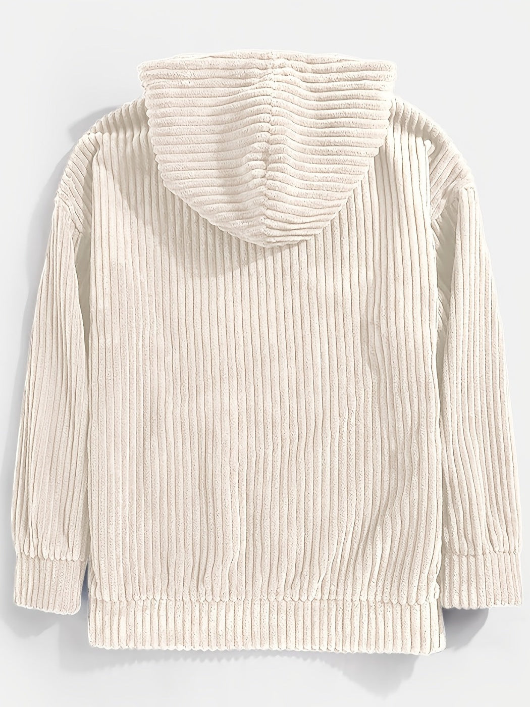 Ribcord hoodie voor heren in gebroken wit, achterkant