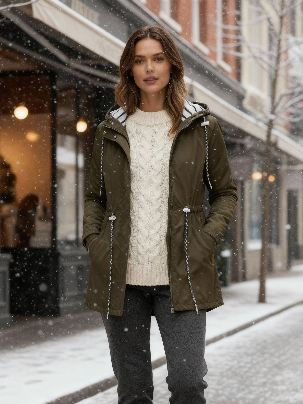 Parka Dames | Waterdicht | Capuchon | Gestreepte Voering-Boutique Moda