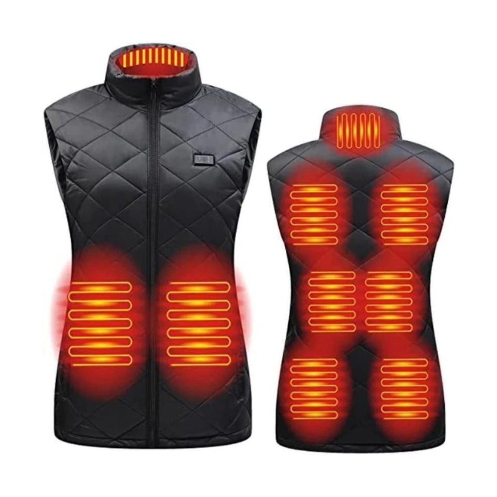 Warmtezones voor en achter in de zwarte bodywarmer