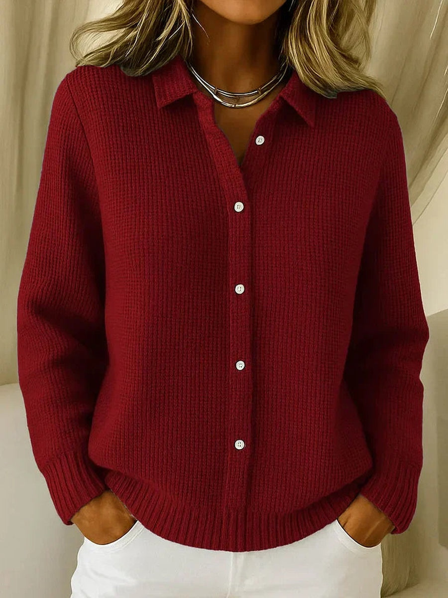 Donkerrood vest met overhemdkraag, voorkant