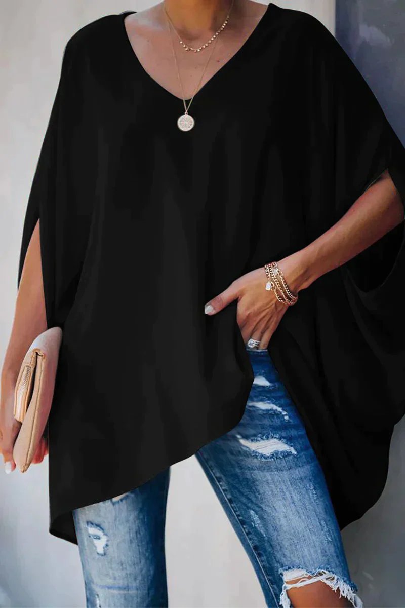Tuniek Dames | Oversized | V-hals | Vleermuismouw-Boutique Moda