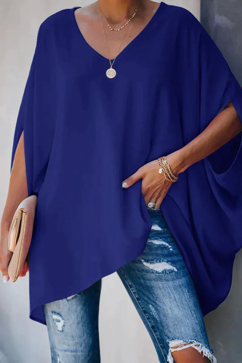Tuniek Dames | Oversized | V-hals | Vleermuismouw-Boutique Moda