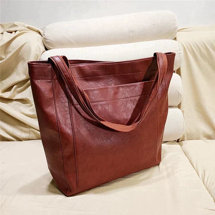 Leren Shopper Dames | Ruim | Voorvak | Dubbele Hengsels-Boutique Moda