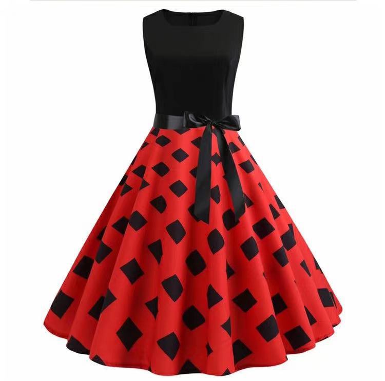 Rockabilly Jurk Dames | Mouwloos | Wijde Rok | Zes Prints-Boutique Moda