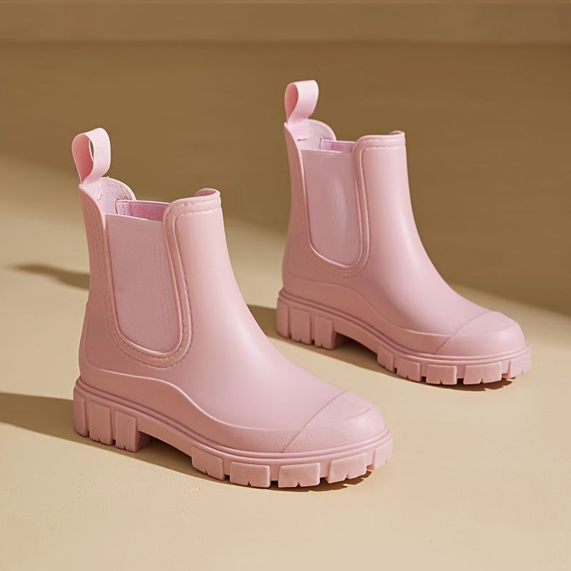 Chelsea-regenlaarsjes met neuskap in roze, productfoto