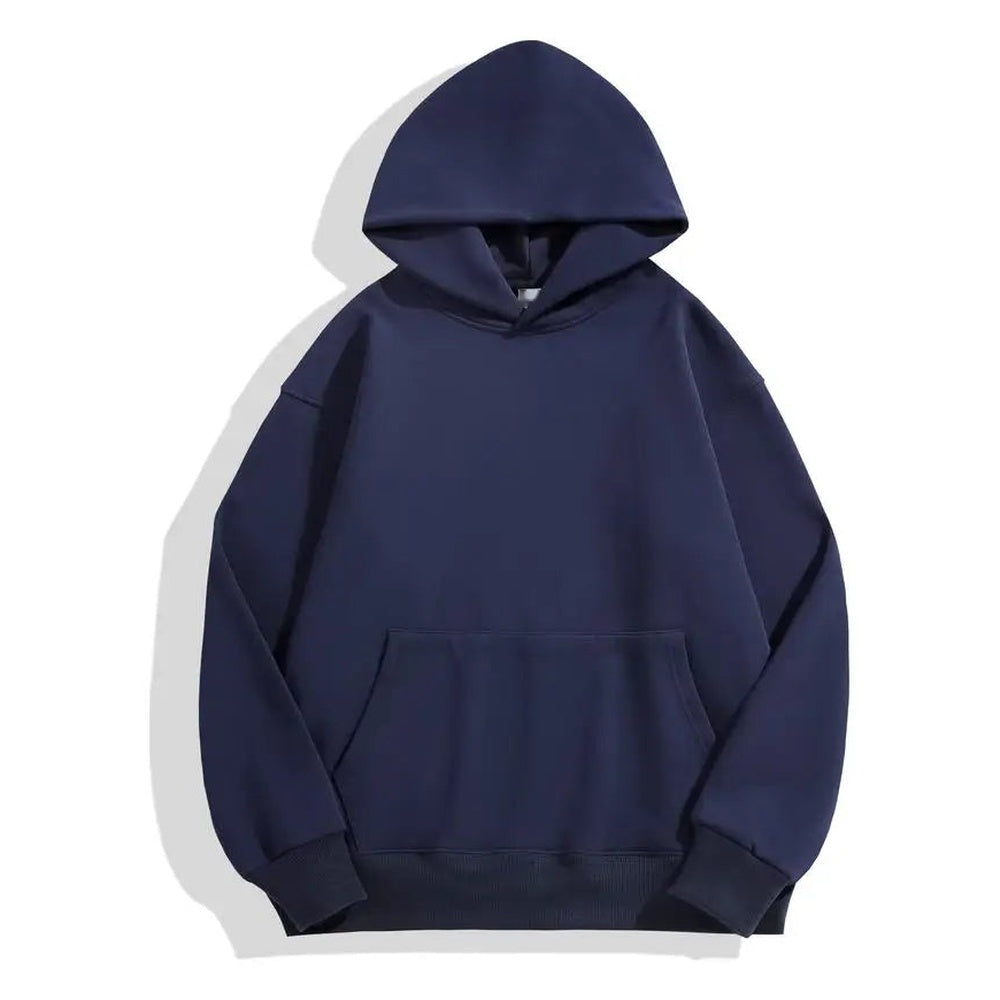 Dikke katoenen hoodie voor heren in marineblauw, voorkant