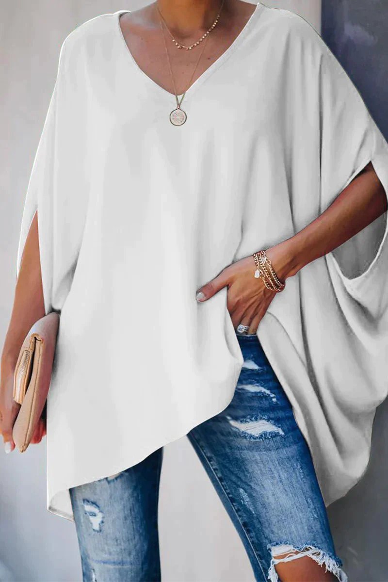 Tuniek Dames | Oversized | V-hals | Vleermuismouw-Boutique Moda