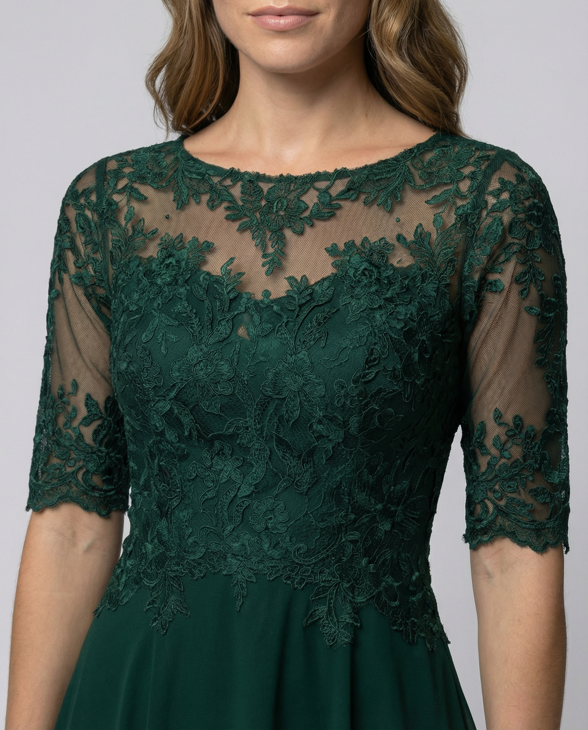 Bruiloftsjurk Dames | Kant | Halve Mouw | Asymmetrische Zoom-Boutique Moda