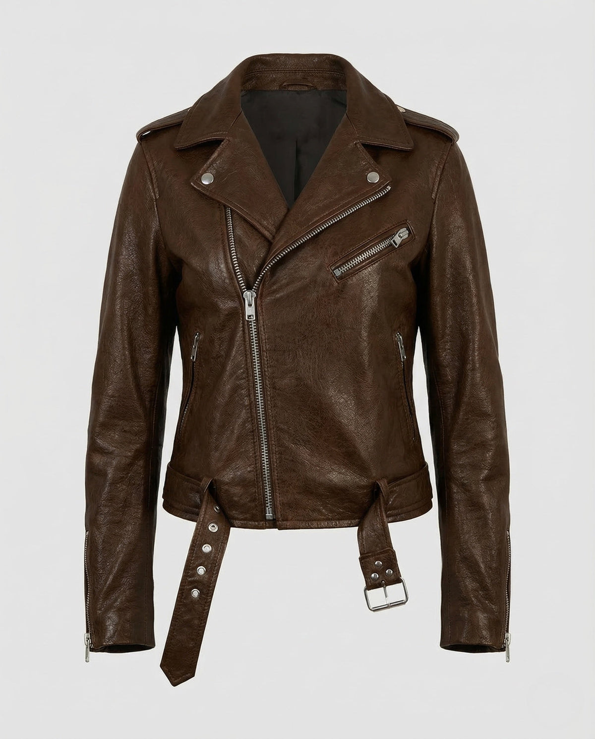 Leren Jas Dames | Rundleer | Biker | Taillegordel-Boutique Moda