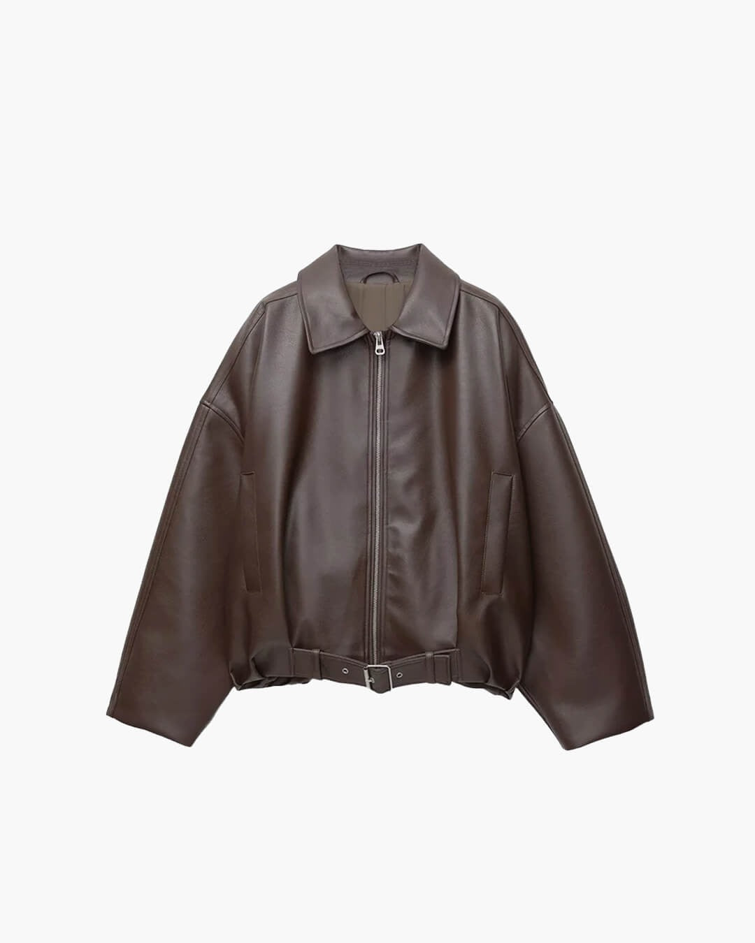 Bruin oversized jack van kunstleer, plat