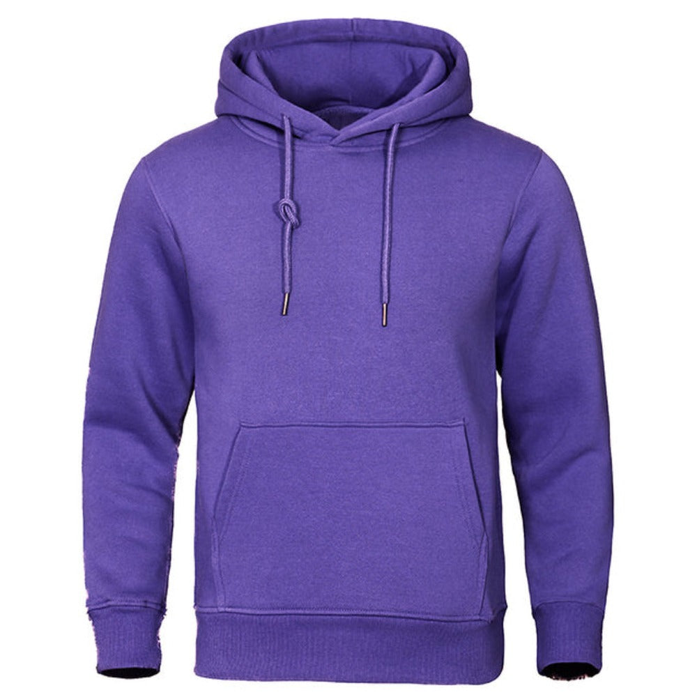 Basic hoodie voor heren in paars, voorkant