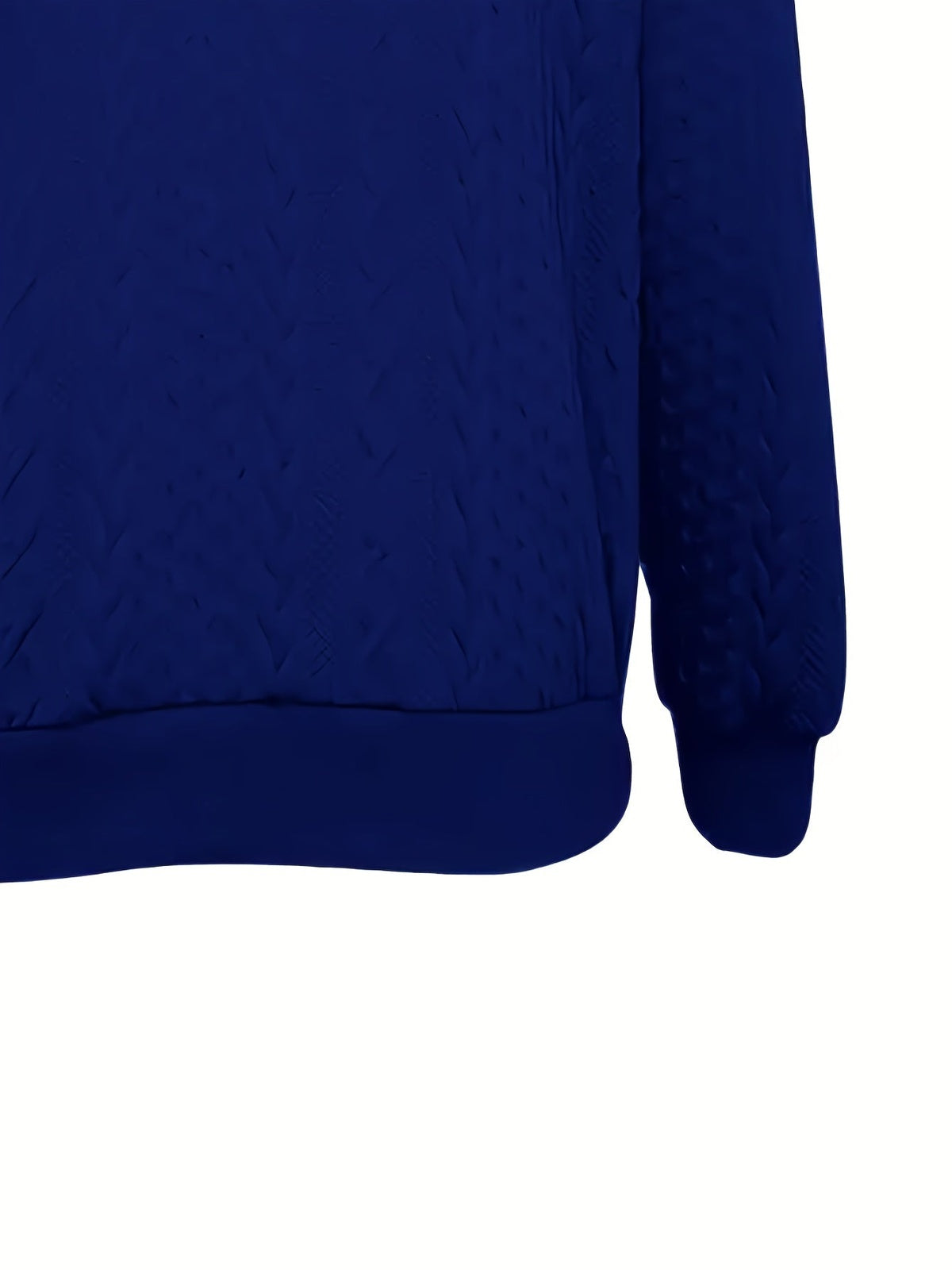 Detail van de zoom en de mouwboord van de koningsblauwe hoodie | Boutique Moda