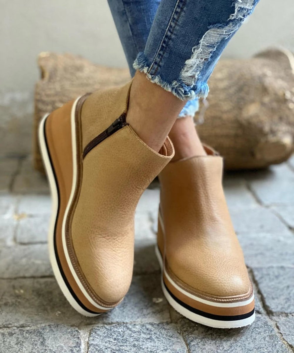 Sleehaklaarsjes Dames | Plateau | Rits | Ronde Neus-Boutique Moda
