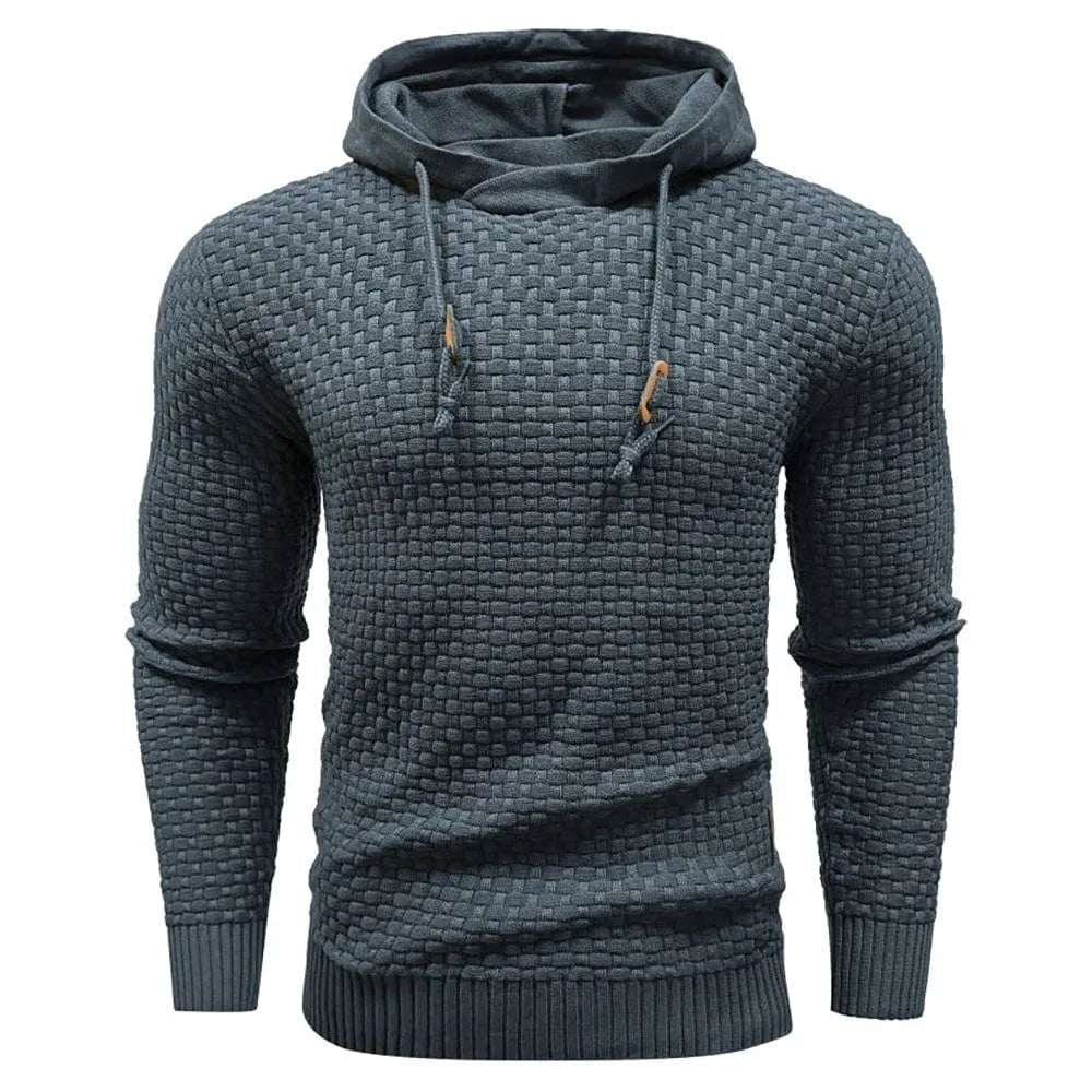 Heren hoodie met structuurbrei in donkergrijs, productfoto