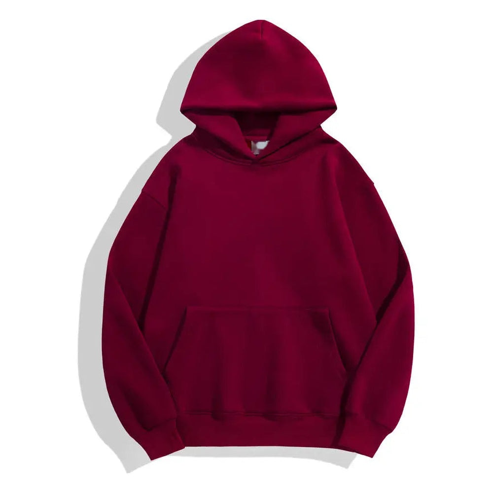 Dikke katoenen hoodie voor heren in bordeaux, voorkant