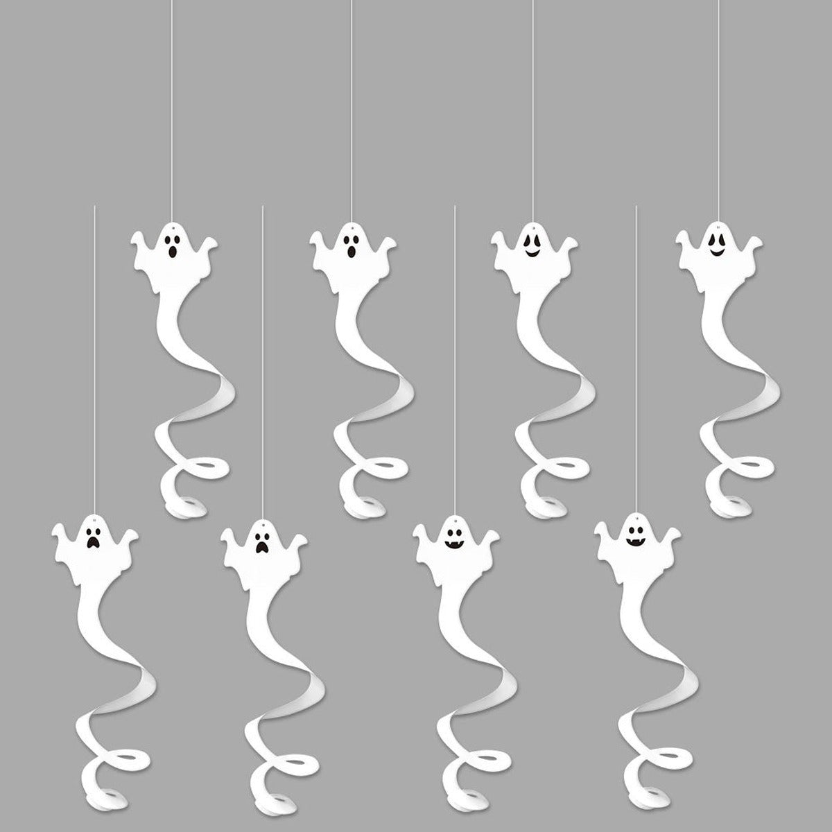 Acht spookspiralen met verschillende gezichtjes