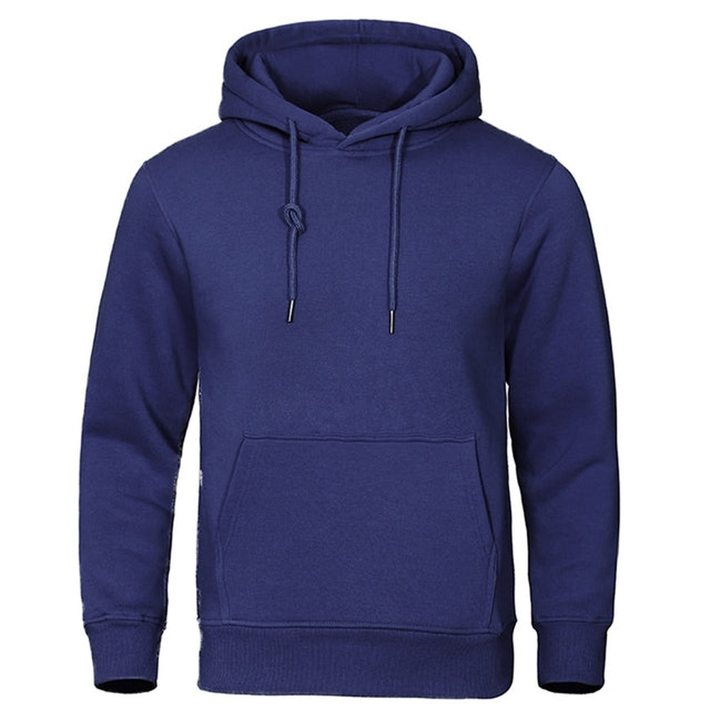 Basic hoodie voor heren in marineblauw, voorkant