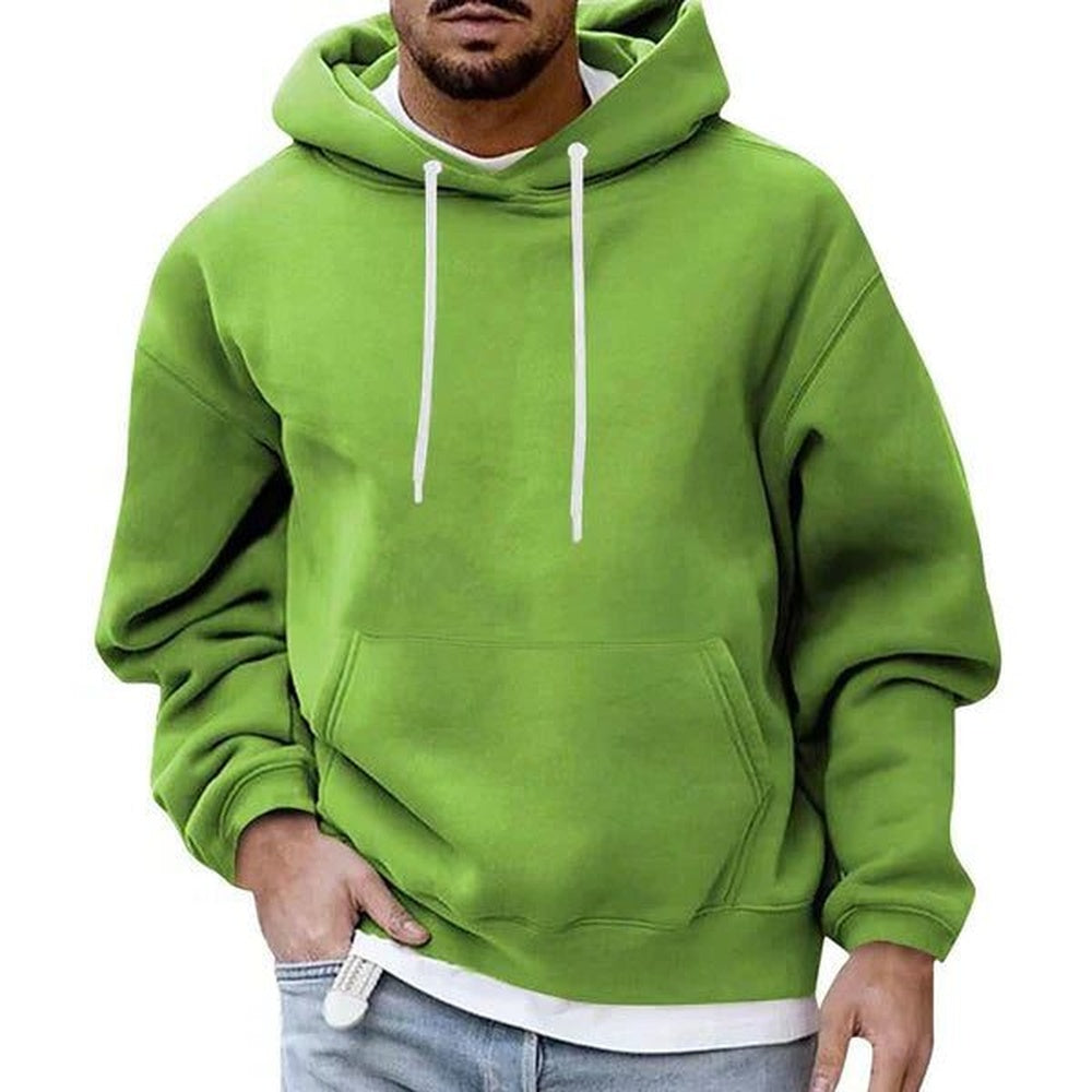 Oversized hoodie voor heren in lichtgroen, gedragen, voorkant