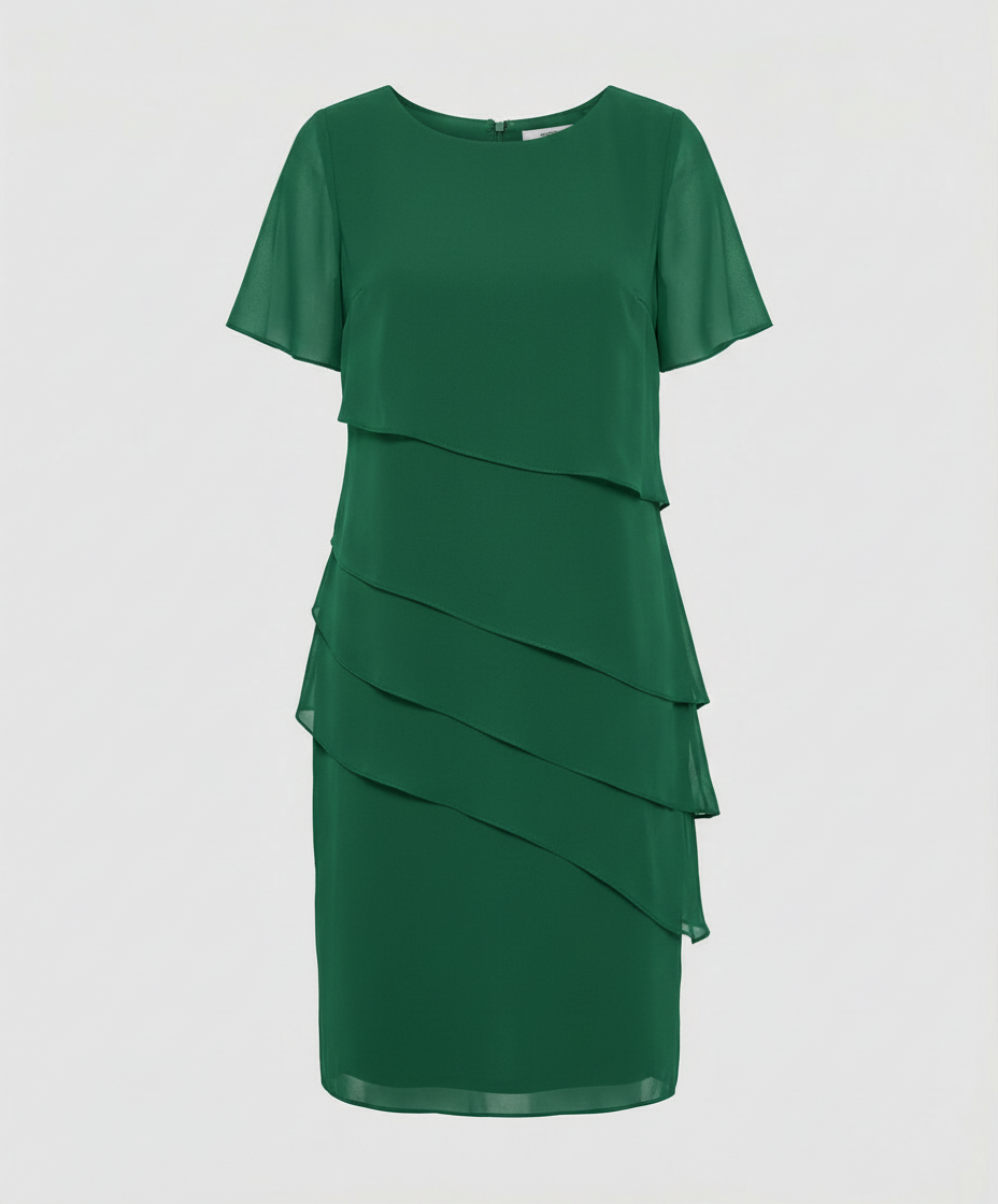 Gelaagde Jurk Dames | Korte Mouw | Elegant | Vier Kleuren-Boutique Moda